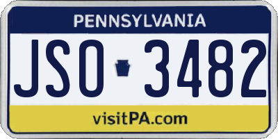 PA license plate JSO3482