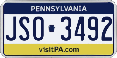 PA license plate JSO3492