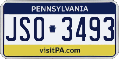 PA license plate JSO3493