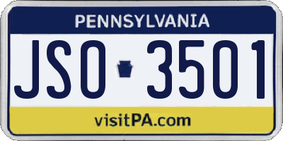 PA license plate JSO3501