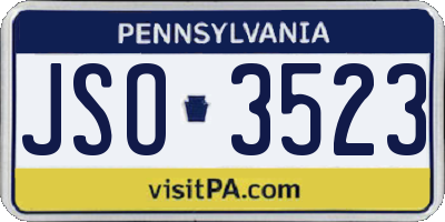 PA license plate JSO3523