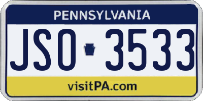 PA license plate JSO3533