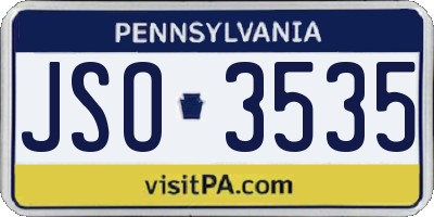 PA license plate JSO3535