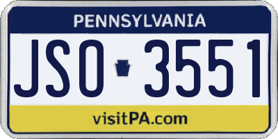 PA license plate JSO3551