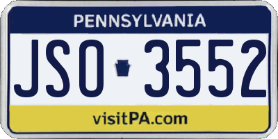 PA license plate JSO3552