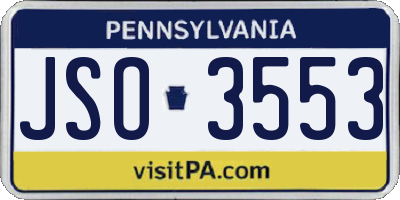 PA license plate JSO3553