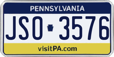 PA license plate JSO3576