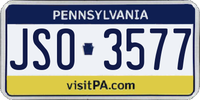 PA license plate JSO3577