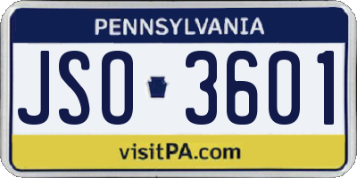 PA license plate JSO3601