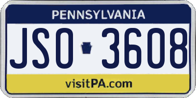 PA license plate JSO3608