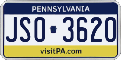 PA license plate JSO3620