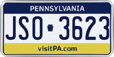 PA license plate JSO3623