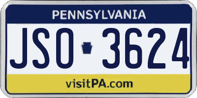 PA license plate JSO3624