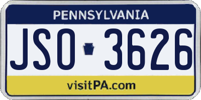 PA license plate JSO3626