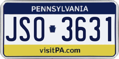 PA license plate JSO3631