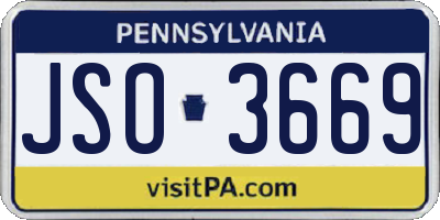 PA license plate JSO3669