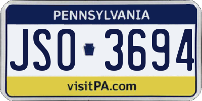 PA license plate JSO3694