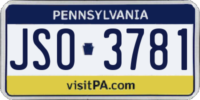 PA license plate JSO3781
