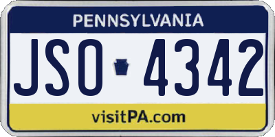 PA license plate JSO4342