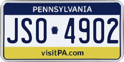 PA license plate JSO4902