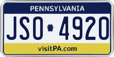 PA license plate JSO4920