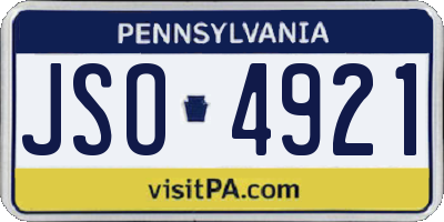 PA license plate JSO4921