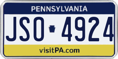 PA license plate JSO4924