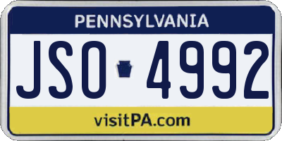 PA license plate JSO4992