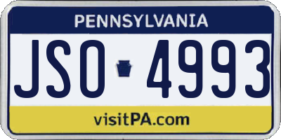 PA license plate JSO4993