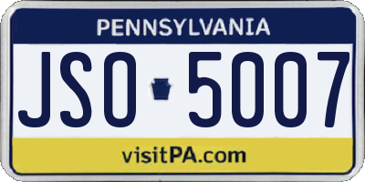PA license plate JSO5007