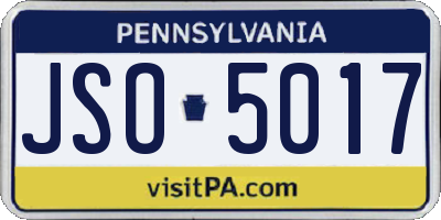 PA license plate JSO5017