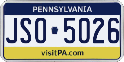 PA license plate JSO5026