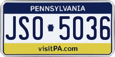 PA license plate JSO5036