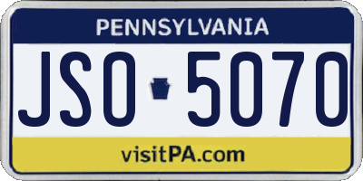 PA license plate JSO5070