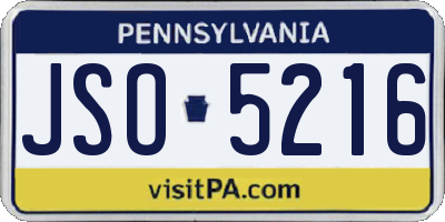 PA license plate JSO5216