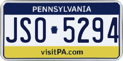 PA license plate JSO5294