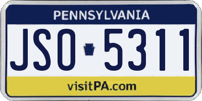 PA license plate JSO5311
