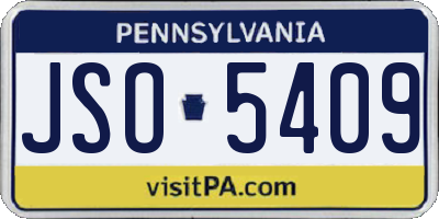 PA license plate JSO5409