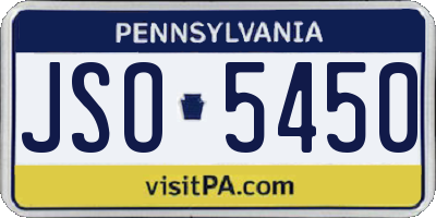 PA license plate JSO5450