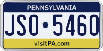PA license plate JSO5460