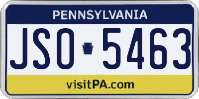 PA license plate JSO5463