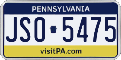PA license plate JSO5475