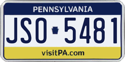 PA license plate JSO5481