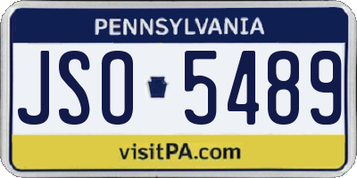 PA license plate JSO5489
