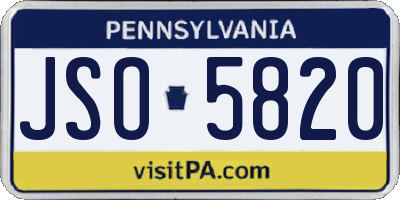 PA license plate JSO5820