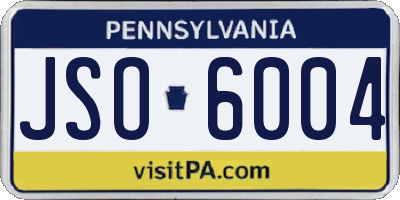 PA license plate JSO6004
