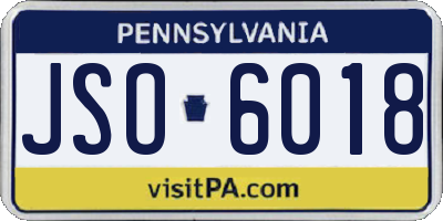 PA license plate JSO6018