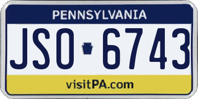 PA license plate JSO6743