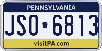 PA license plate JSO6813