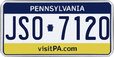 PA license plate JSO7120